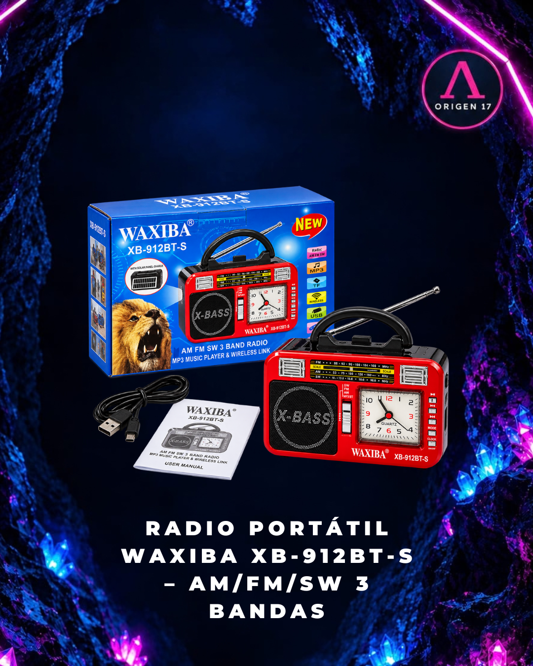 Radio Retro Portátil WAXIBA (XB-912BT-S) 💎🕰️