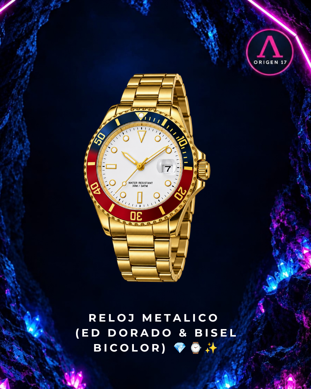Reloj Metalico (Edición Dorado & Bisel Bicolor) 💎⌚✨