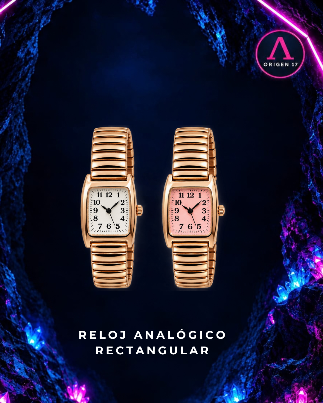 Reloj Analógico Rectangular (Edición Oro Rosa) 💎