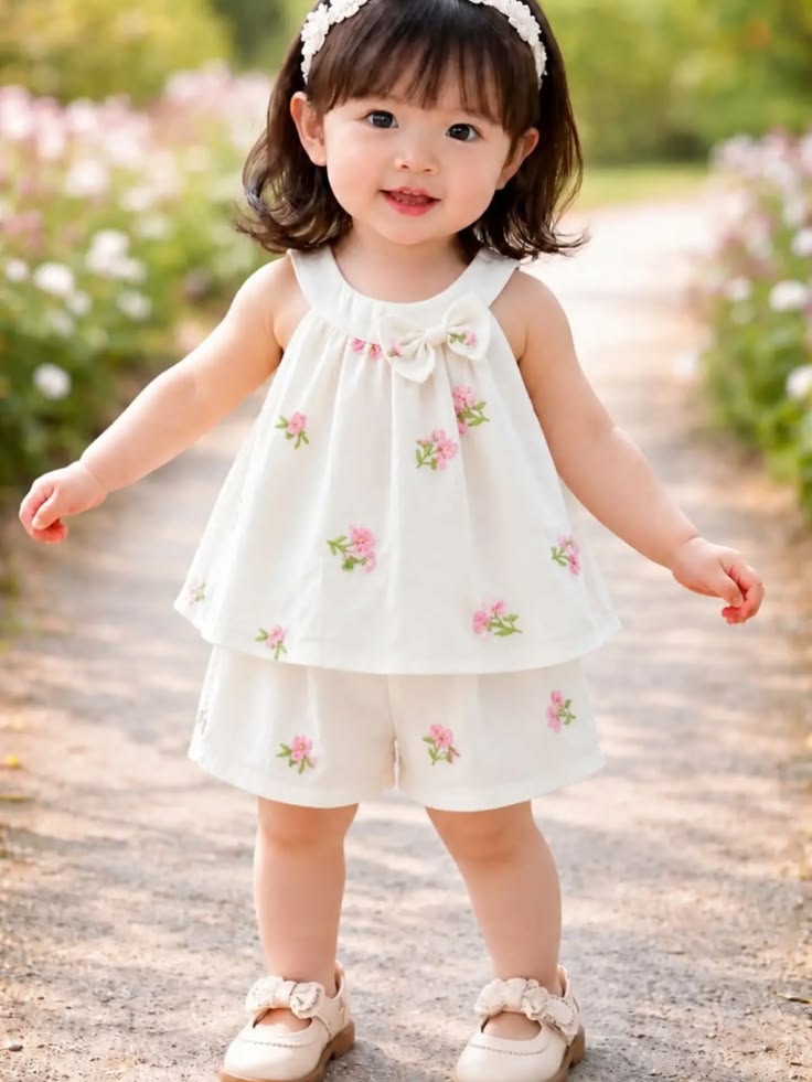 Vestido Blanco con rosas 
