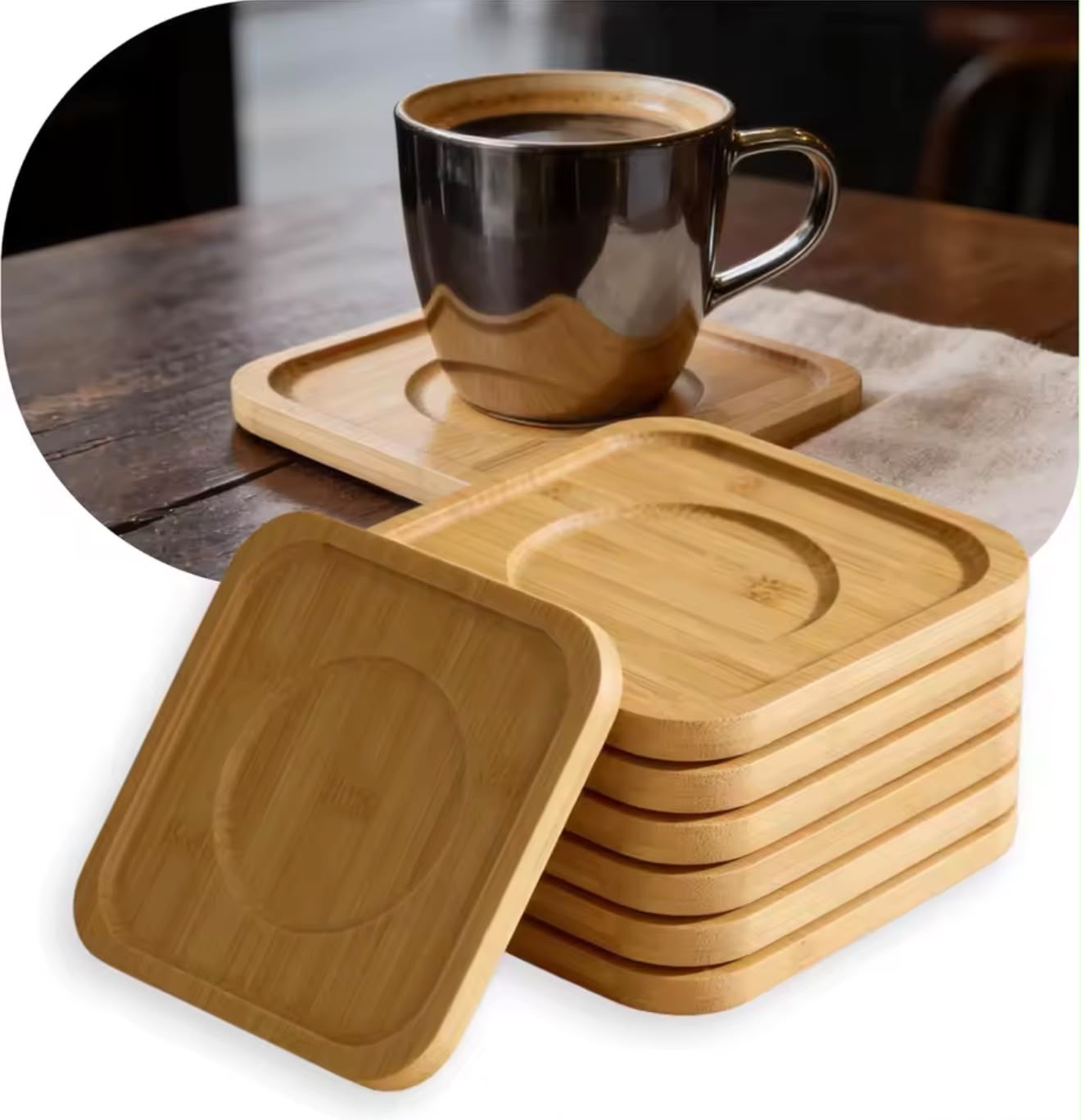 *SET DE 6 POSAVASOS DE BAMBÚ*