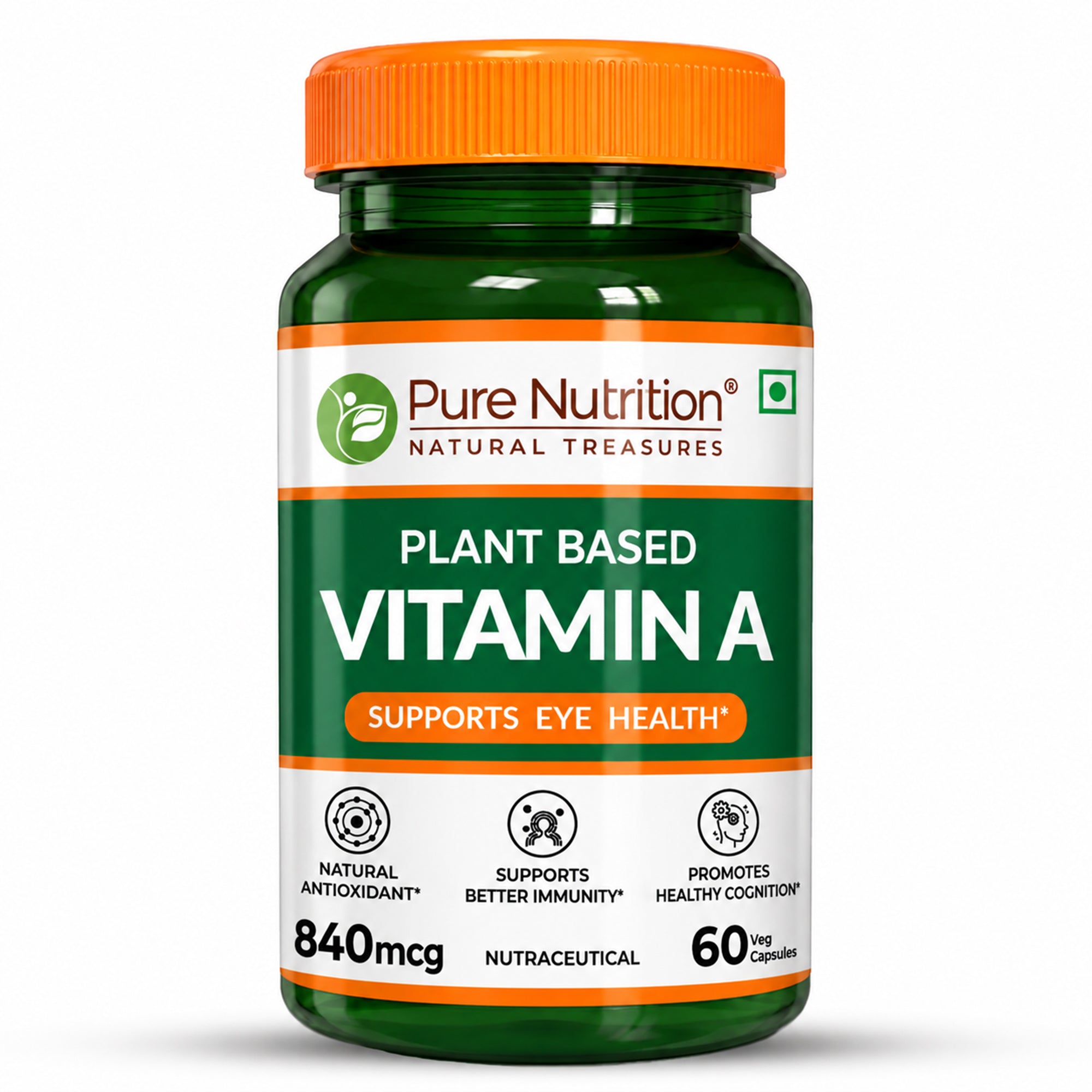 Plant Based Vitamin A - 60 Veg Capsules | Supports Eye Health, Immunity, and Antioxidant Defense