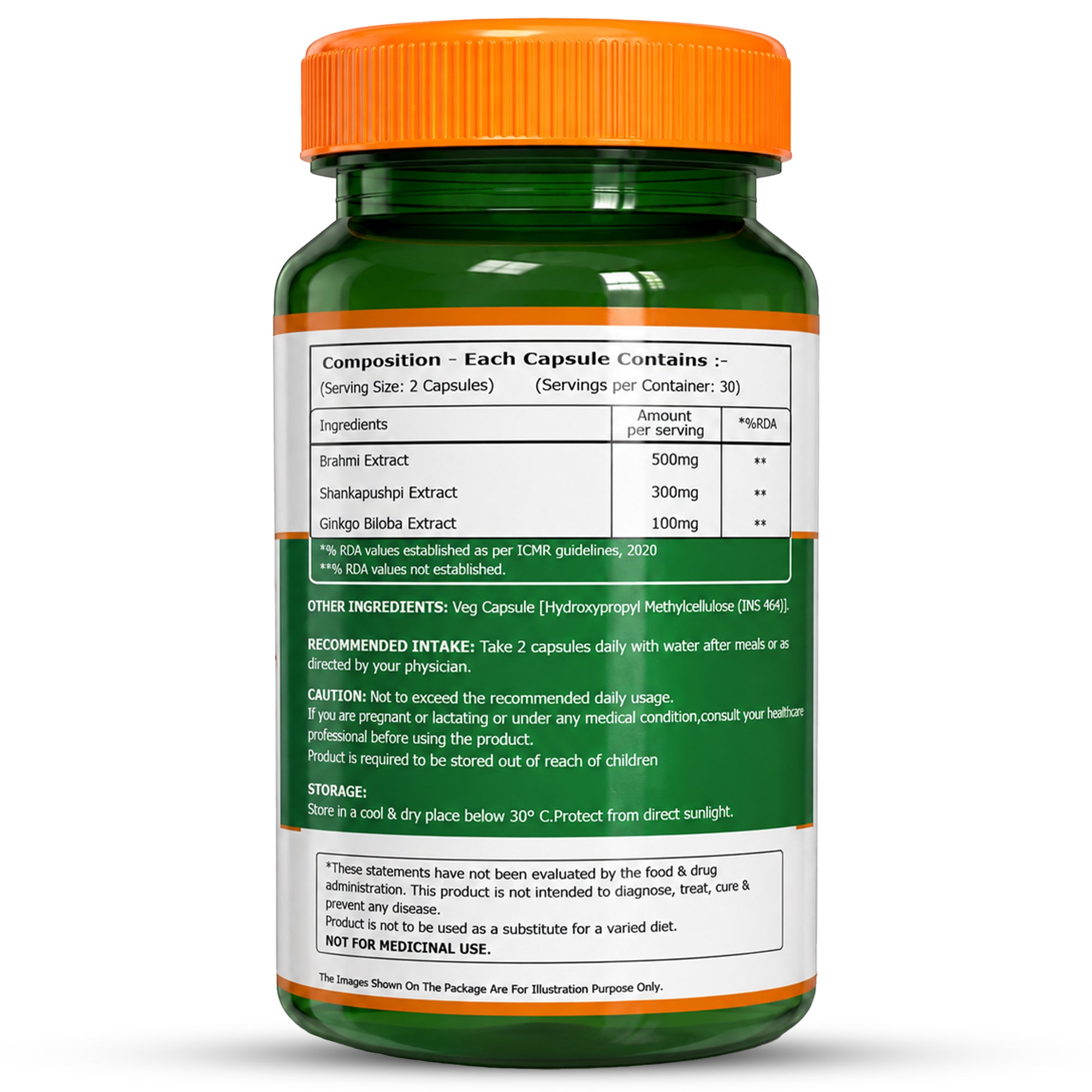 Brahmi + Shankhpushpi + Ginkgo Biloba | 900mg | 60 Veg Capsules 4