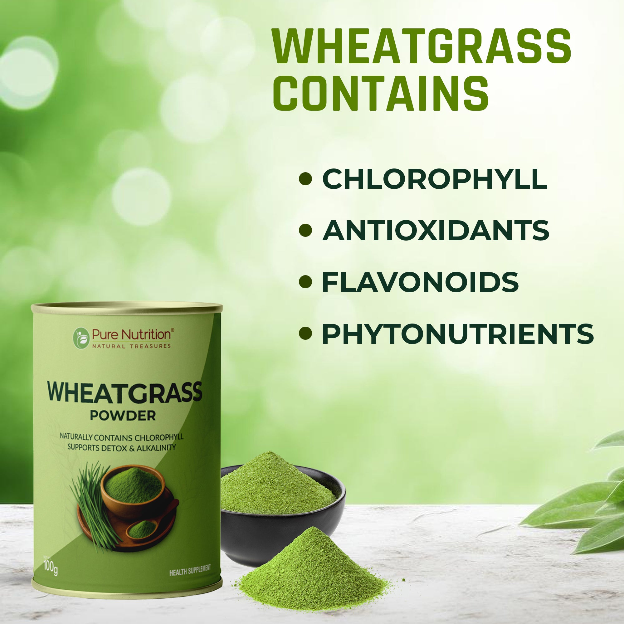 Wheatgrass Powder 100g | Detox, Alkalizing & Daily Energy Support