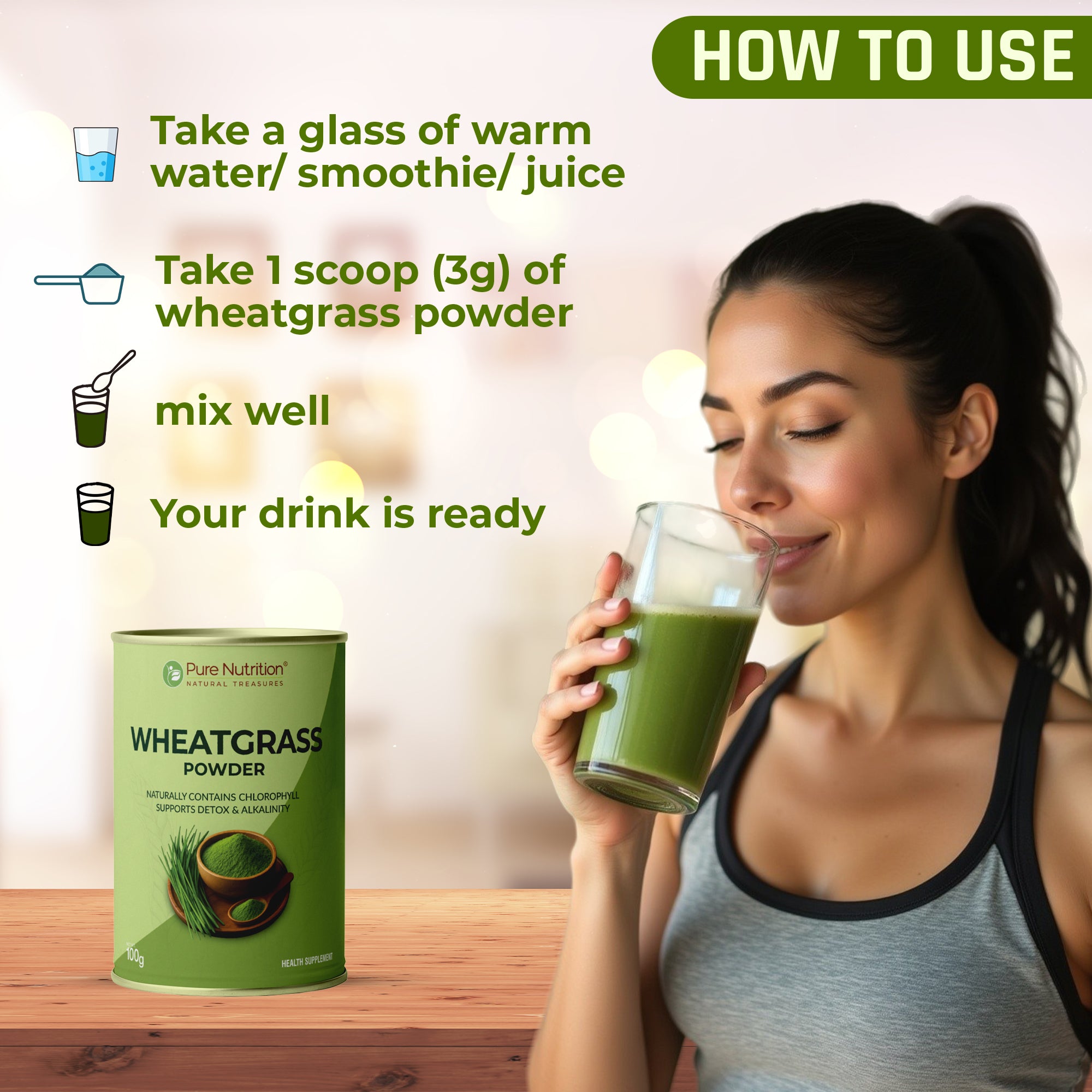Wheatgrass Powder 100g | Detox, Alkalizing & Daily Energy Support 3