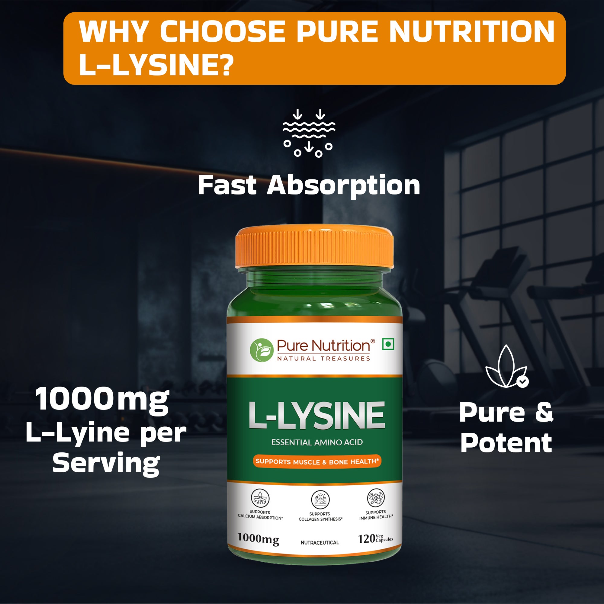 L-Lysine 1000mg Capsules Immune Support, Muscle Strength & Calcium Utilization 2
