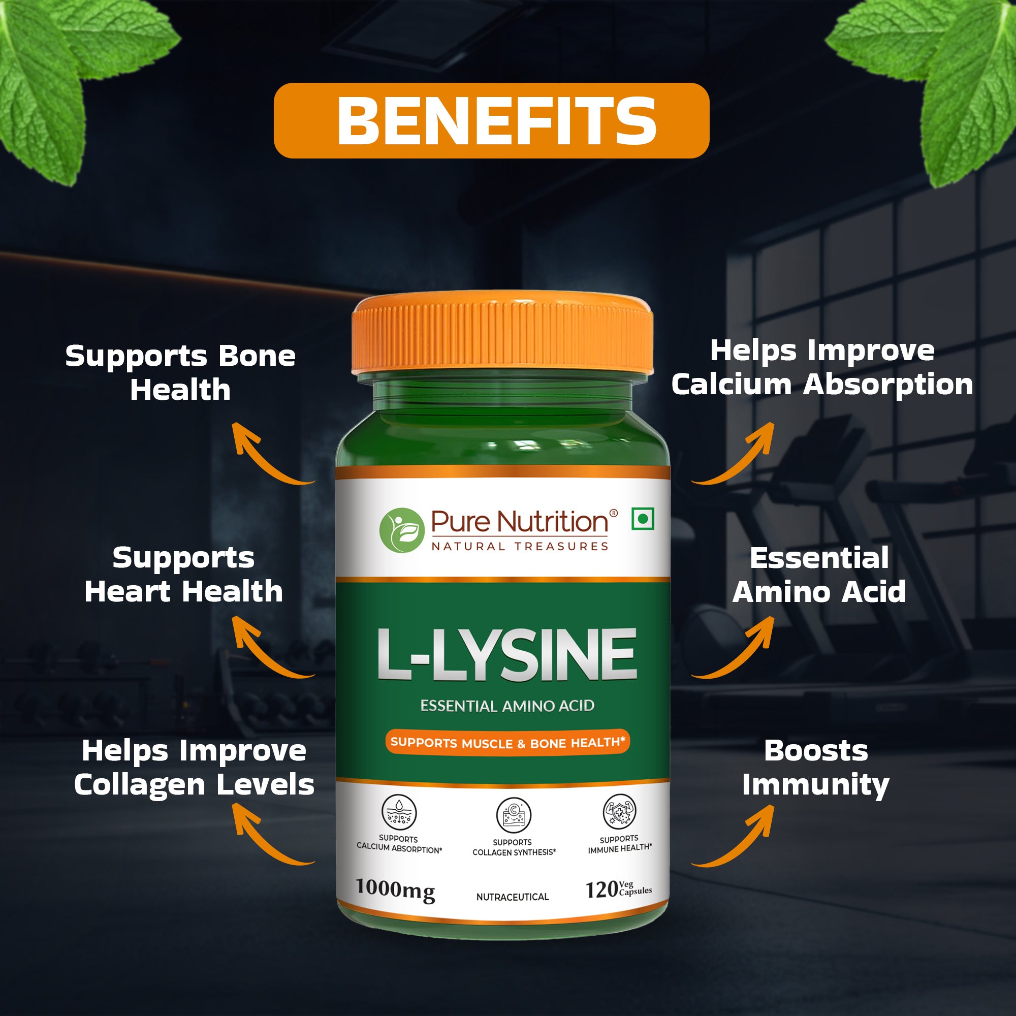 L-Lysine 1000mg Capsules Immune Support, Muscle Strength & Calcium Utilization 3