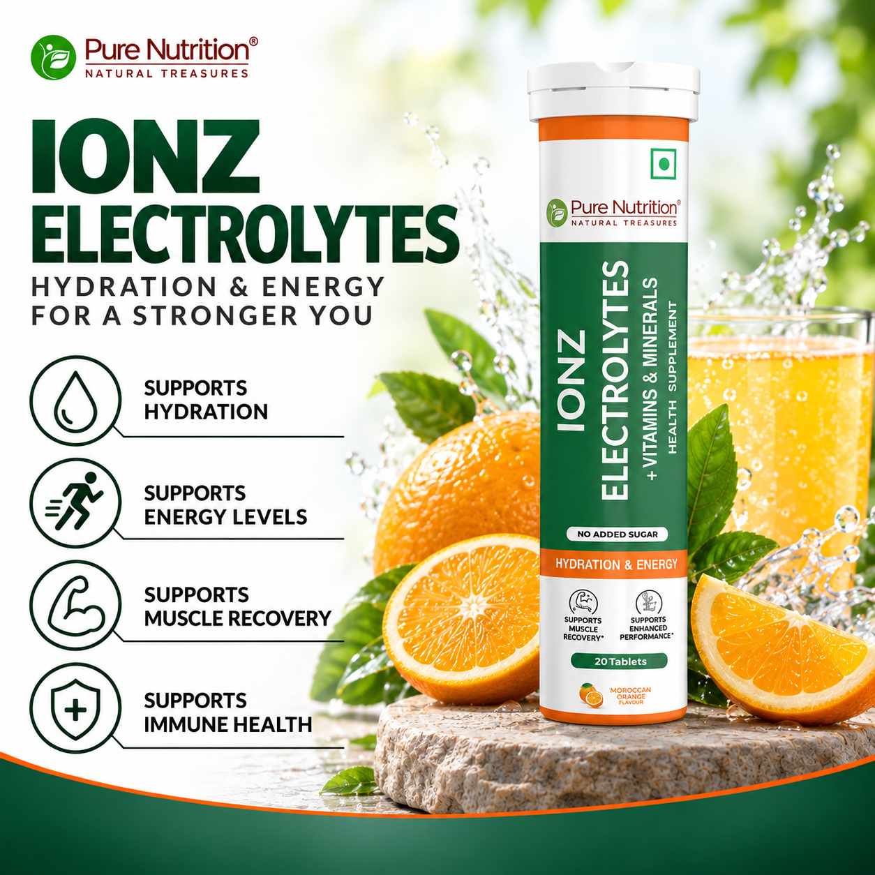 IONZ Electrolytes + Vitamins & Minerals Moroccan Orange Effervescent