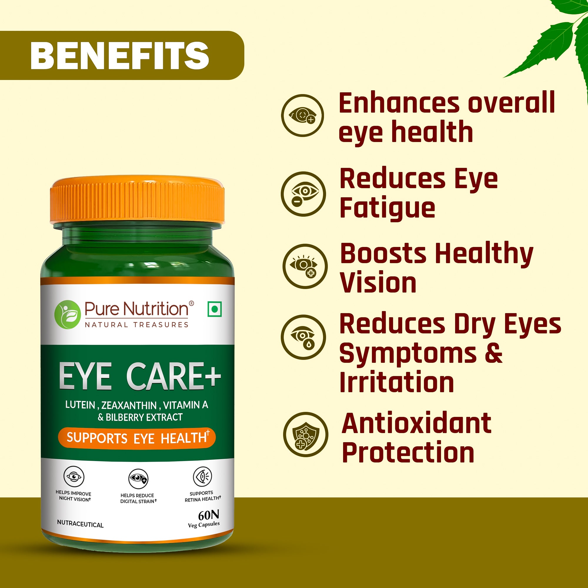 Eye Care+ Lutein, Zeaxanthin, Vitamin A & Bilberry for Eye Health 2