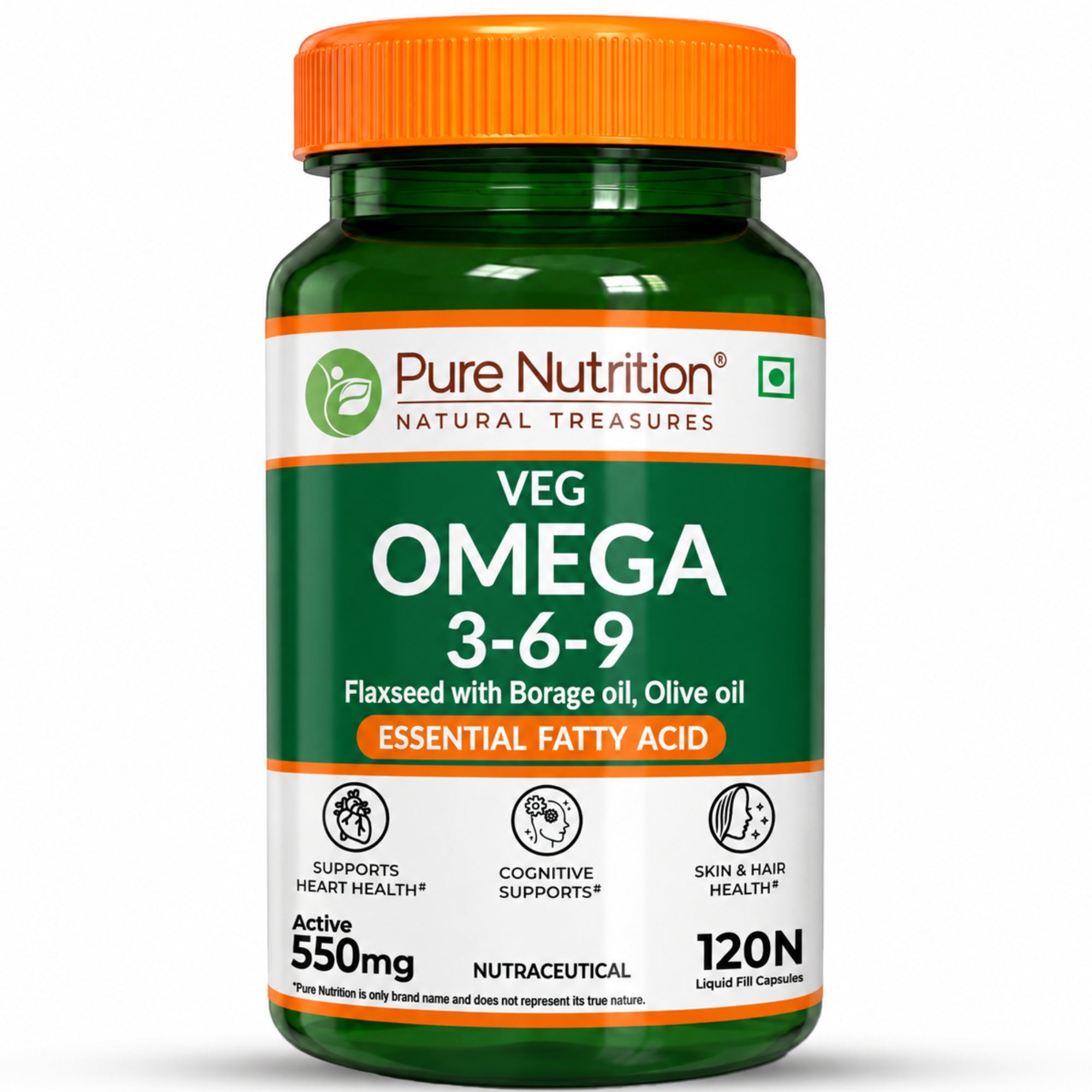 Veg Omega 3-6-9 Capsules 120 Count | Flaxseed & Sea Buckthorn