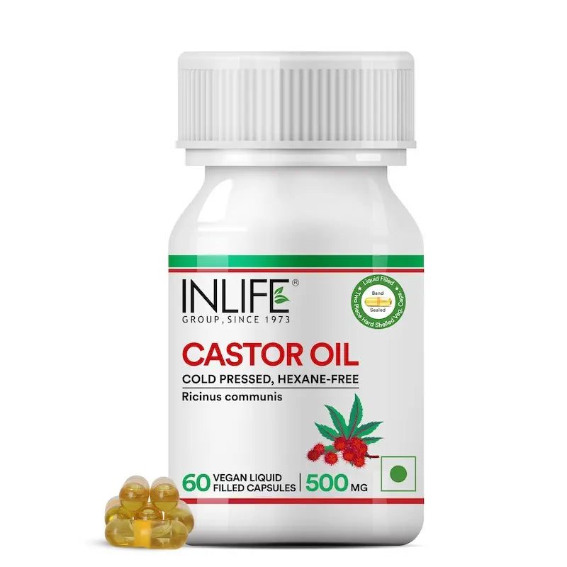Inlife Castor Oil Supplement, 500mg, Veg. Capsules