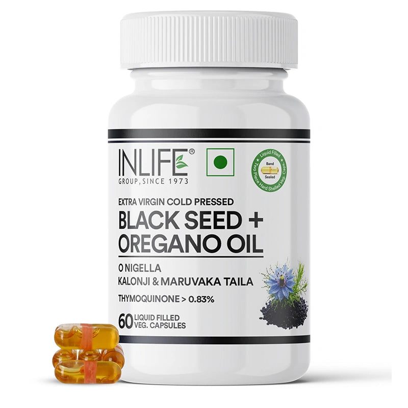Inlife Black Seed Oil with Oregano, Veg. Liquid Filled Capsules