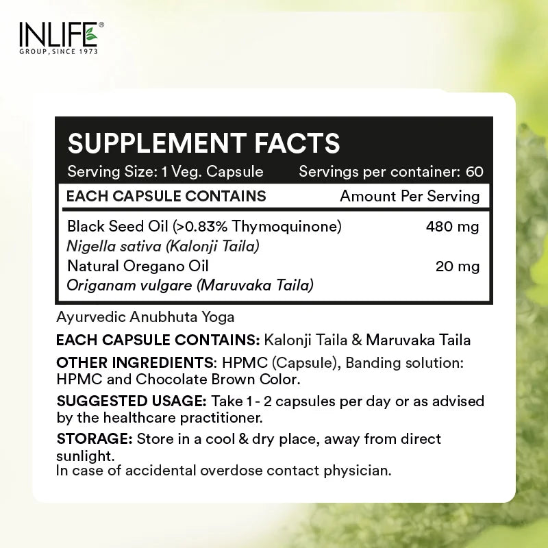 Inlife Black Seed Oil with Oregano, Veg. Liquid Filled Capsules 4