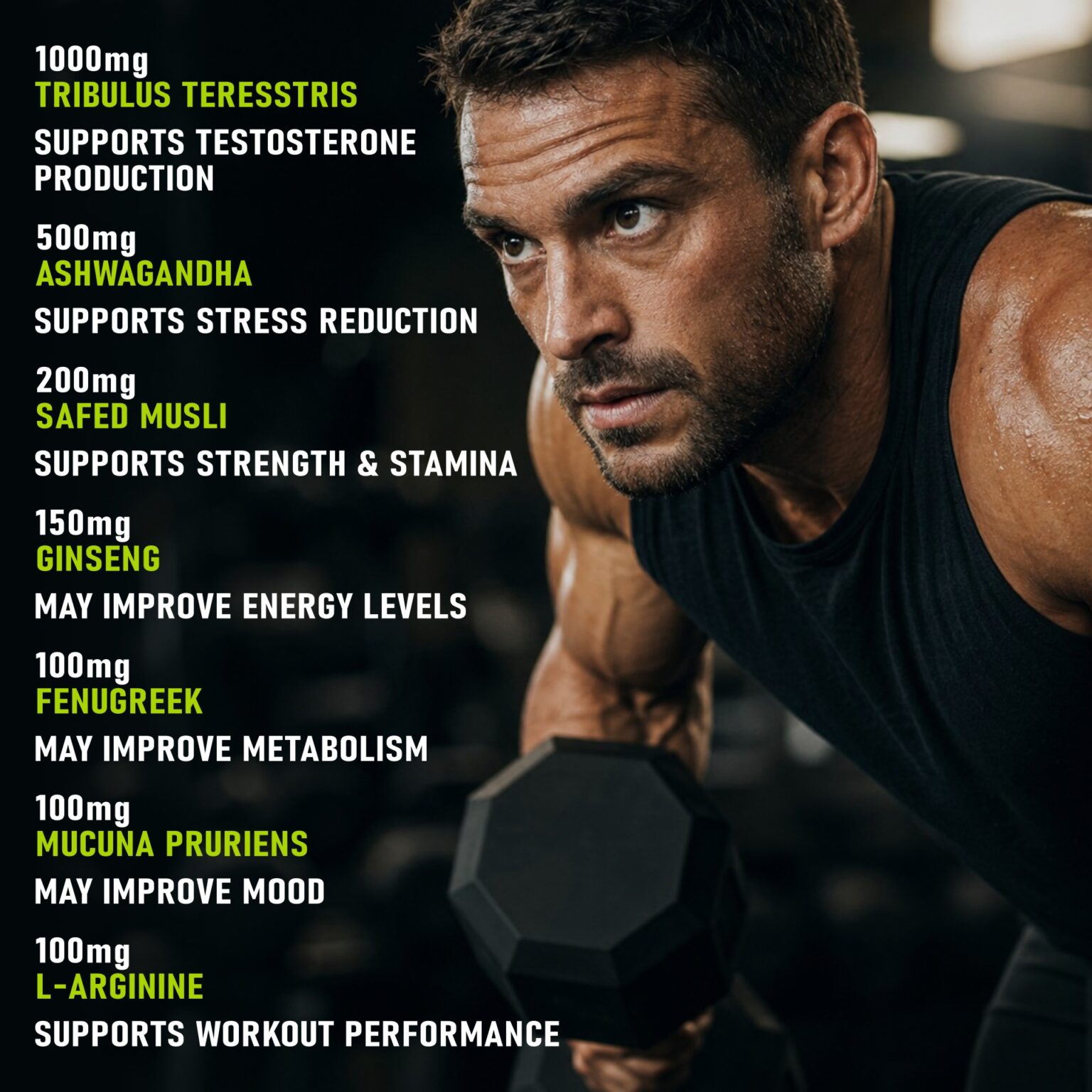 Testo-10X Natural Testosterone Booster for Men with Tribulus, L-Arginine, Ashwagandha and Safed Musli for Strength, Stamina, Energy and Muscle Gain – 60 Tablets 3