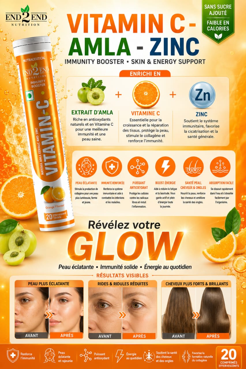 Vitamin C with Natural Amla Extracts for extra Glowing Skin & Stronger Immunity