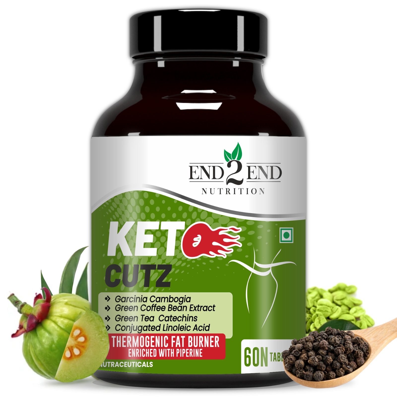 Cutz fat burner with Garcinia Cambogia, Green Tea, Green Coffee Bean | Weight Manage Product for Men and Women – 60 Tablets