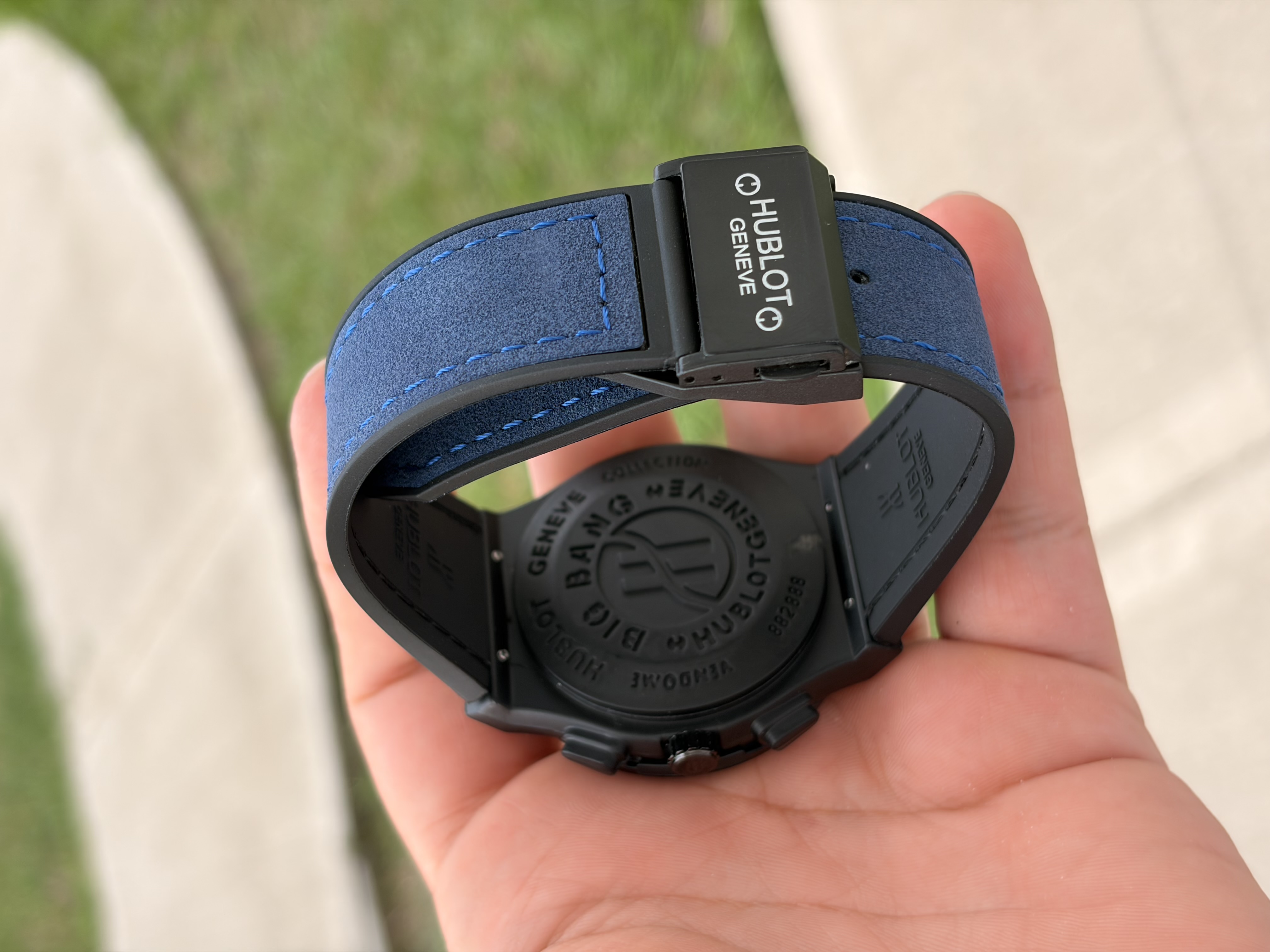 Hublot Correa Azul Tablero Plateado Azul Negro 03 3