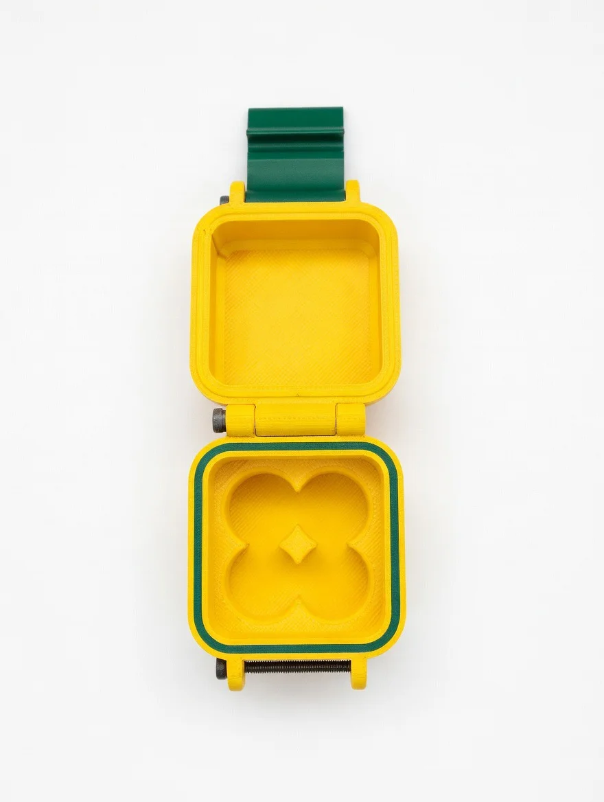 Green and Gold 4 Vial Storage Case – Compact Protective Organizer - Image 1