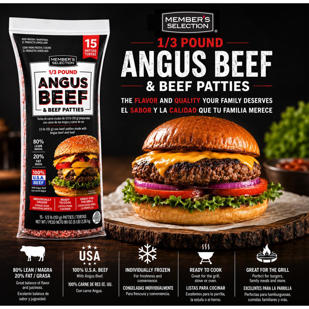 Member’s Selection Hamburguesas de Carne Angus 15 Unidades / 151 g / 5.3 oz 3