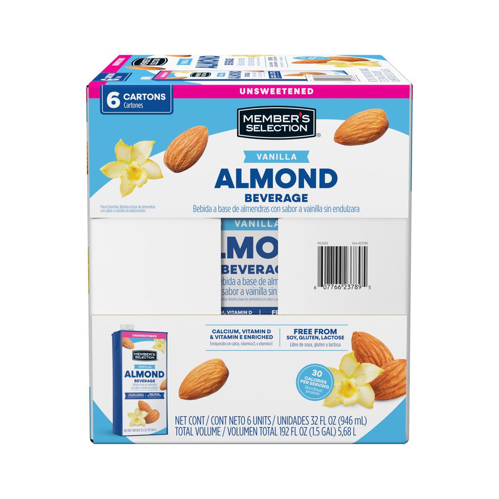 Member's Selection Bebida de Almendra Sabor Vainilla Sin Endulzante 6 Unidades / 946 mL / 32 oz 2