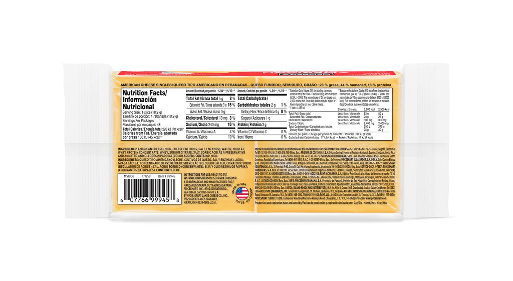 Member's Selection Lonchas de Queso Americano 907 g / 2 lb 3