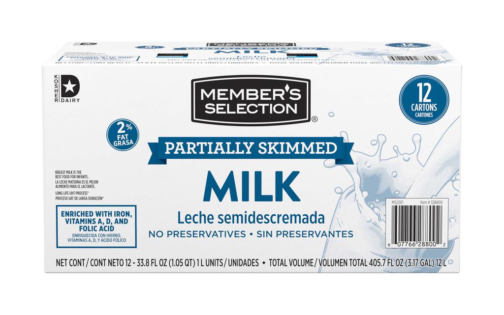 Member's Selection Leche Semidescremada 12 Unidades / 1 L / 33.81 oz
