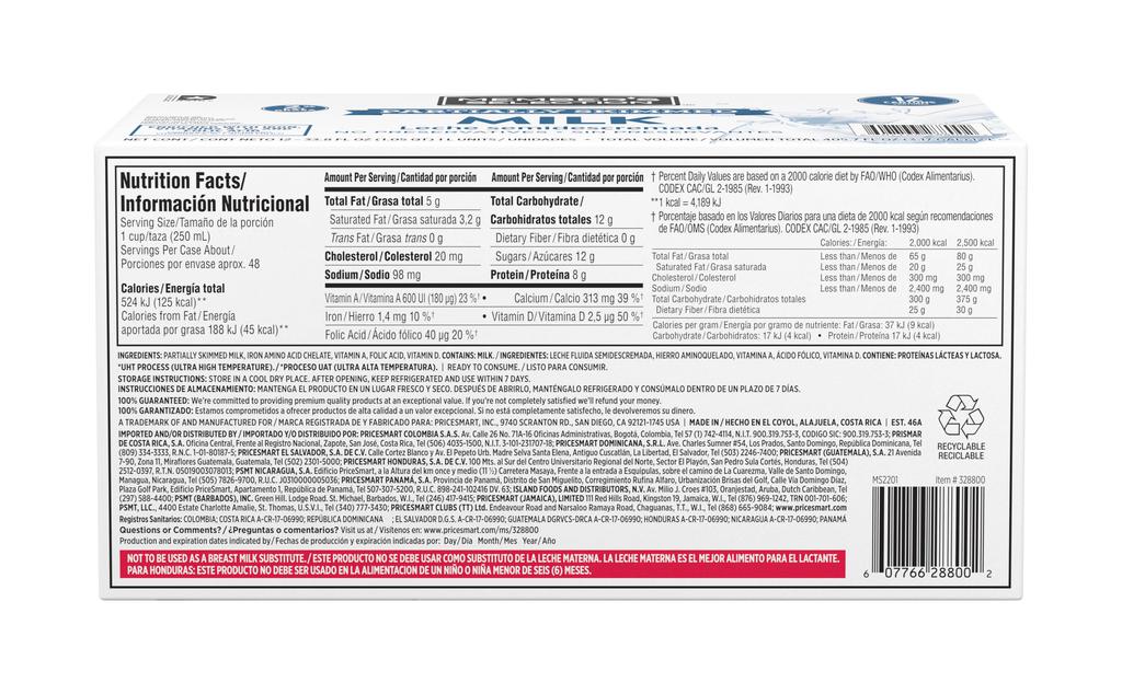 Member's Selection Leche Semidescremada 12 Unidades / 1 L / 33.81 oz 3