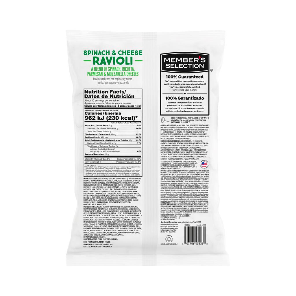 Member's Selection Ravioli Rellenos con Queso y Espinaca 1.36 kg / 3 lb 3