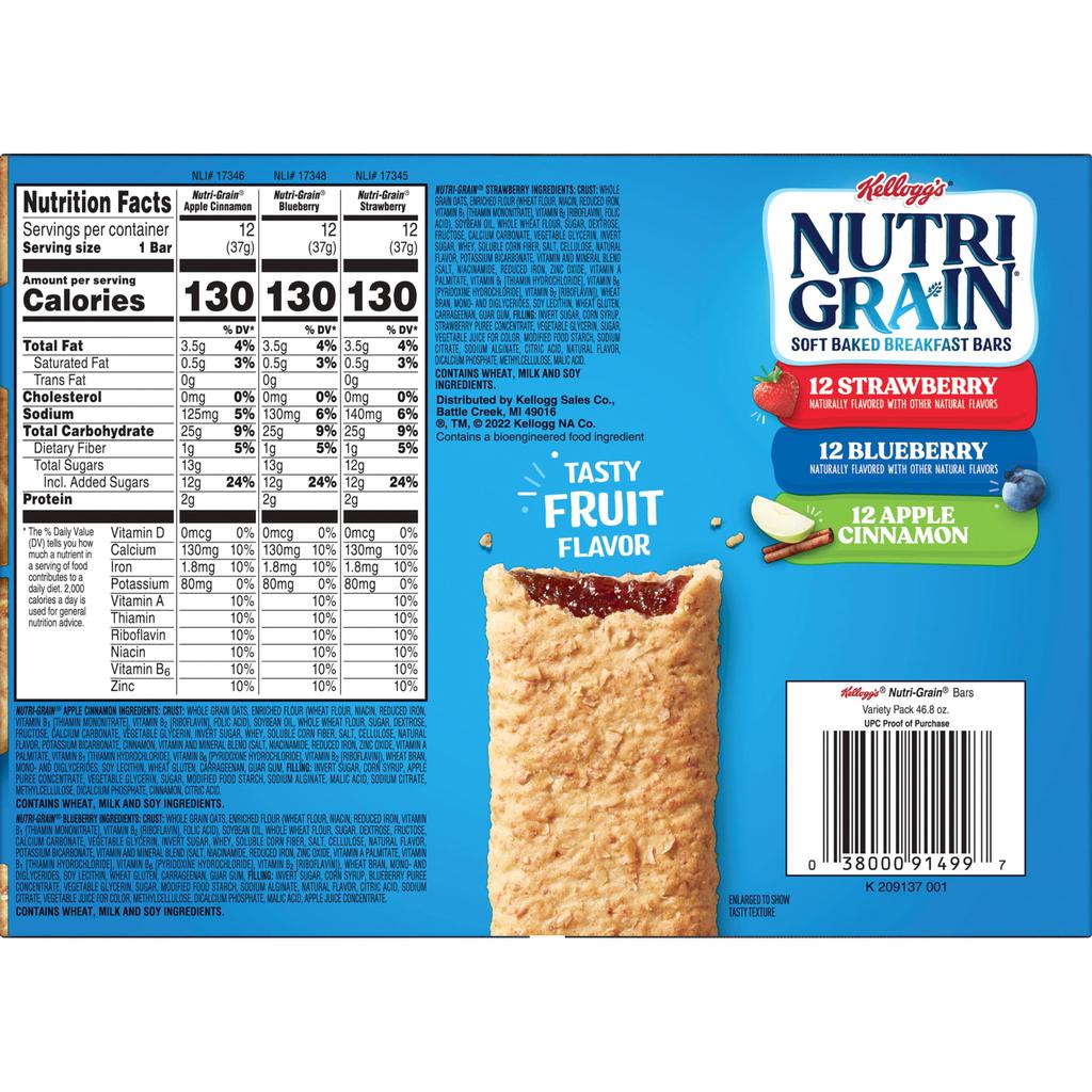 Nutri Grain Barras de Cereal Horneadas y Rellenas 36 Unidades / 37 g / 1.3 oz 3