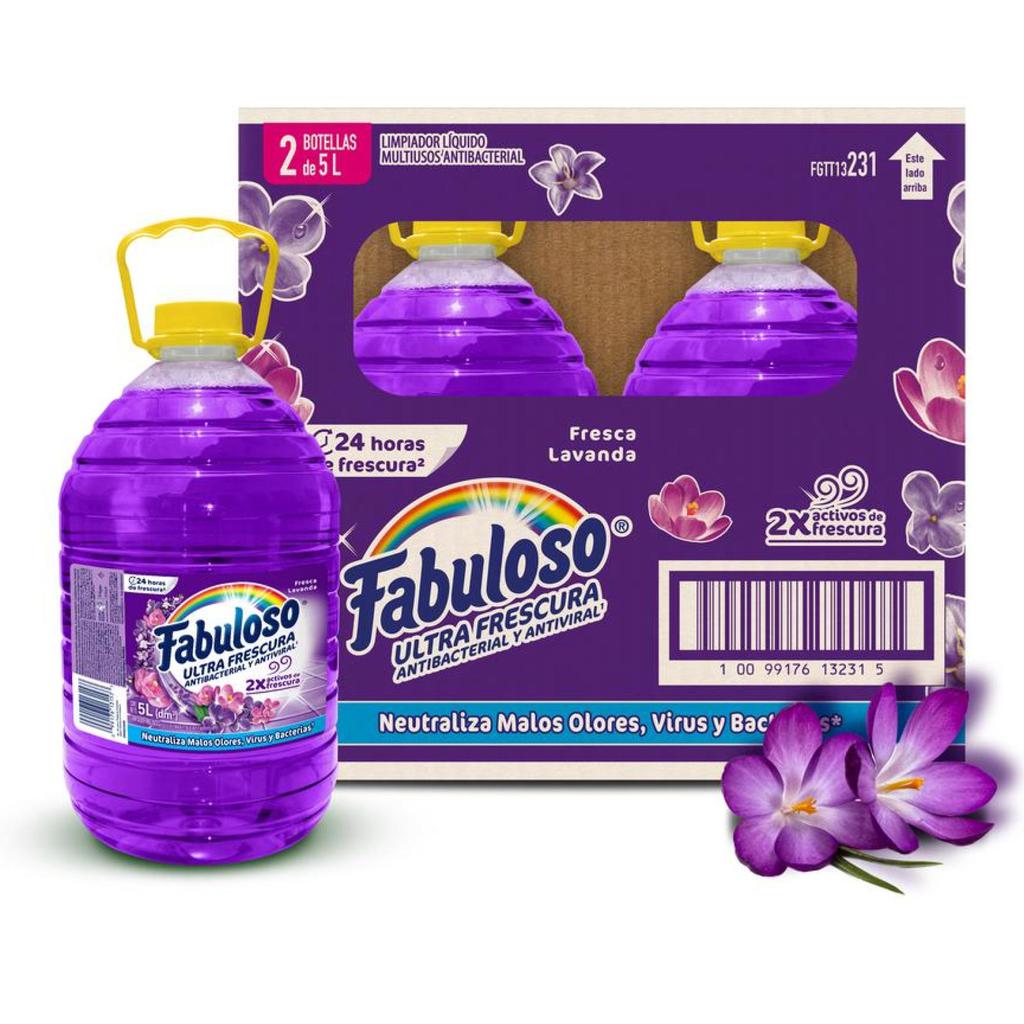 Fabuloso Desinfectante Multiusos Fabuloso Frescura Activa Antibacterial Lavanda 2 Unidades / 5 L
