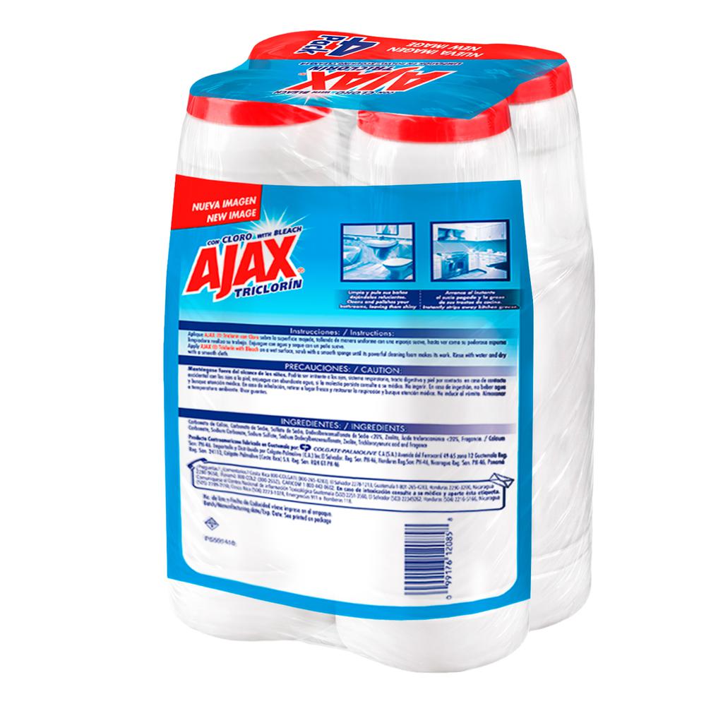 Ajax Triclorín con Cloro Limpiador Multiusos en Polvo 4 Unidades / 600 g 3