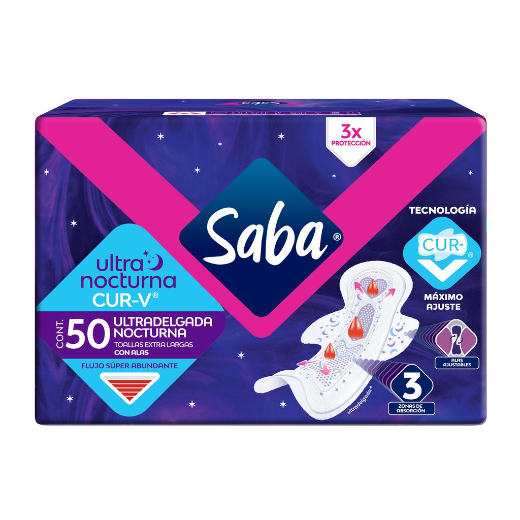 Saba Toallas Femeninas Nocturna Ultra Delgada Cur V 50 Unidades