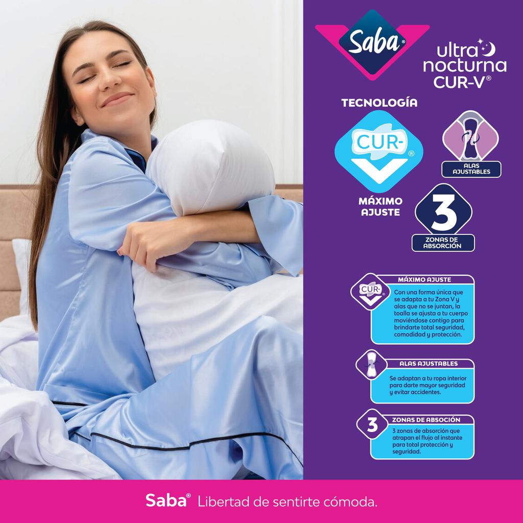 Saba Toallas Femeninas Nocturna Ultra Delgada Cur V 50 Unidades 4