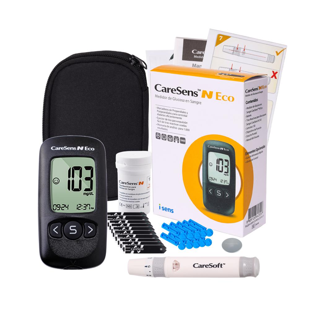 CareSens Kit de Glucómetro Aparato + Accesorios con Sistema de Precisión Avanzada