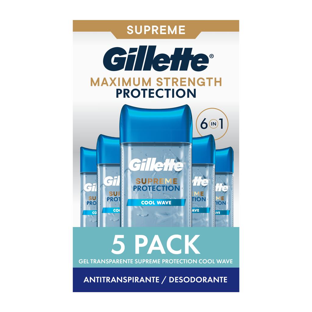 Gillette Supreme Protection Antitranspirante y Desodorante en Gel Cool Wave 5 Unidades / 107 mL / 3.8 oz