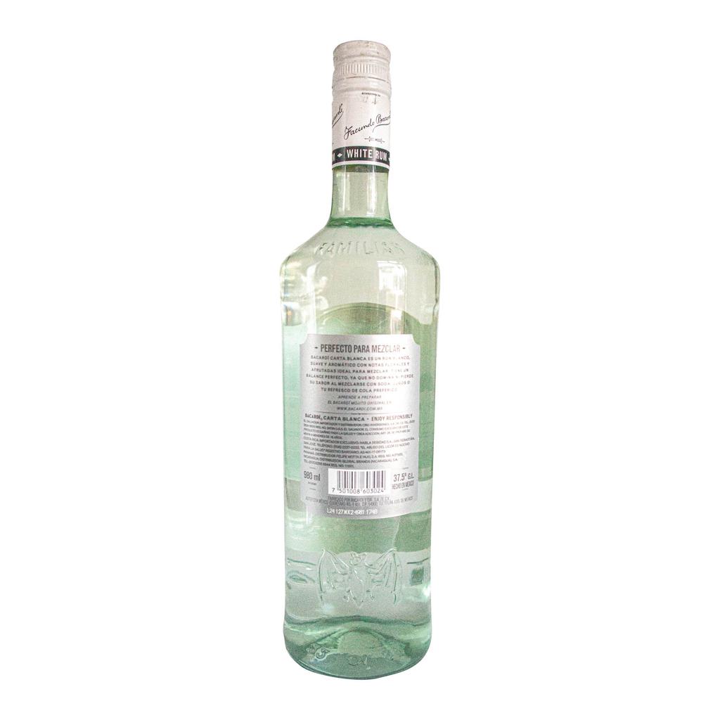 Bacardi Carta Blanca Ron Blanco con Notas de Almendras y Vainilla 980 mL 3