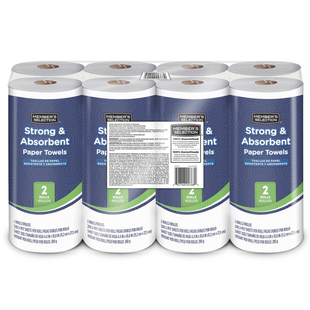 Member's Selection Toallas de Papel Resistente y Absorbentes 8 Unidades / 200 Hojas 3