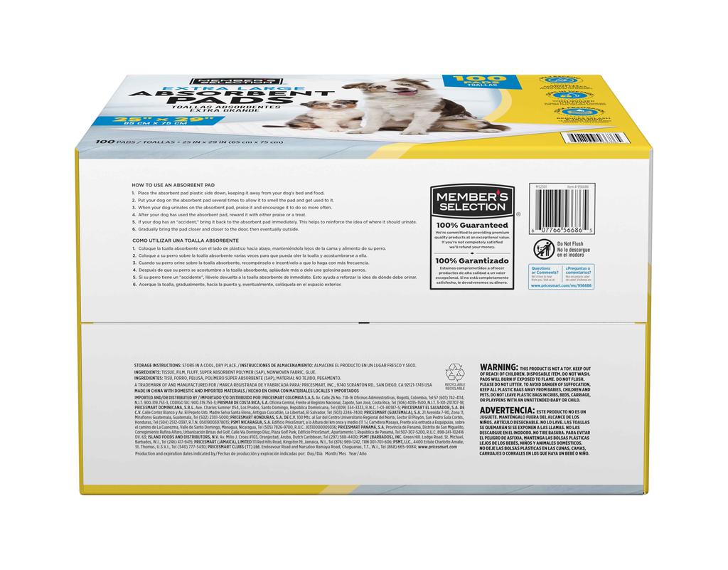 Member's Selection Almohadillas Absorbentes XL 100 Unidades / 66 cm x 76 cm / 25" x 29" 3