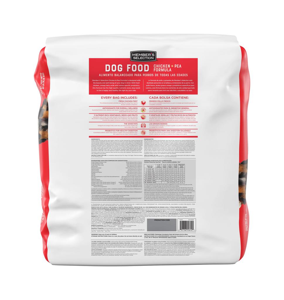 Member's Selection Alimento para Perros de Todas las Edades con Pollo y Guisantes 18.14 kg / 40 lb 3