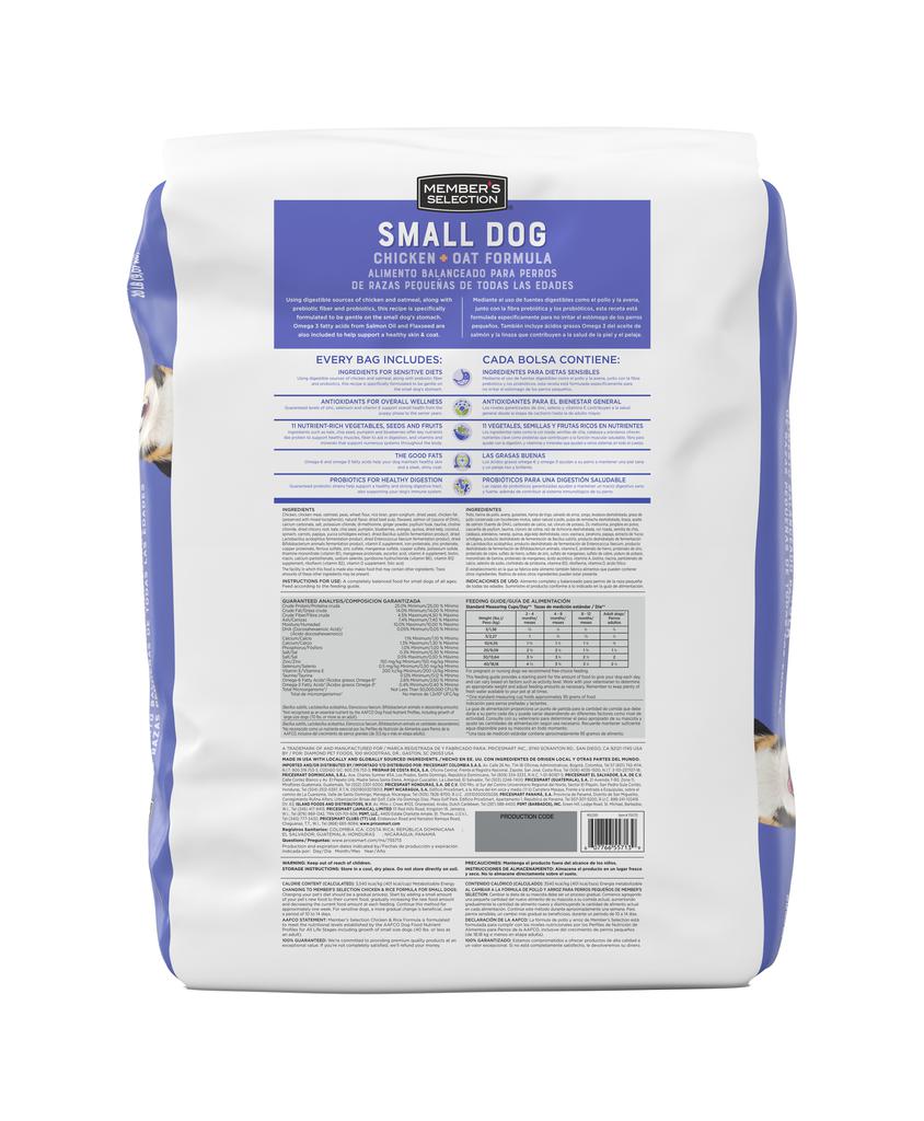 Member's Selection Comida para Perro Raza Pequeña Sabor Avena y Pollo 9.07 kg / 20 lb 3
