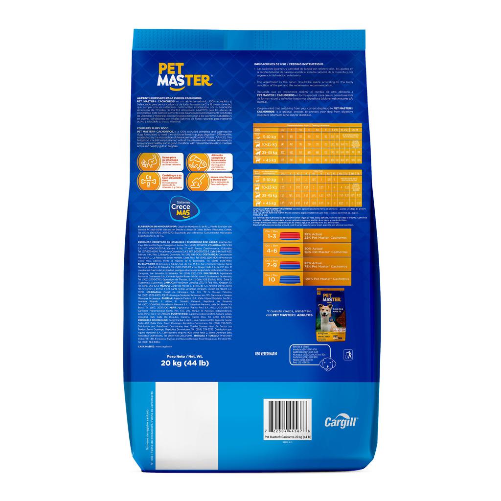 Pet Master Alimento para Cachorros 20 kg / 44 lb 2