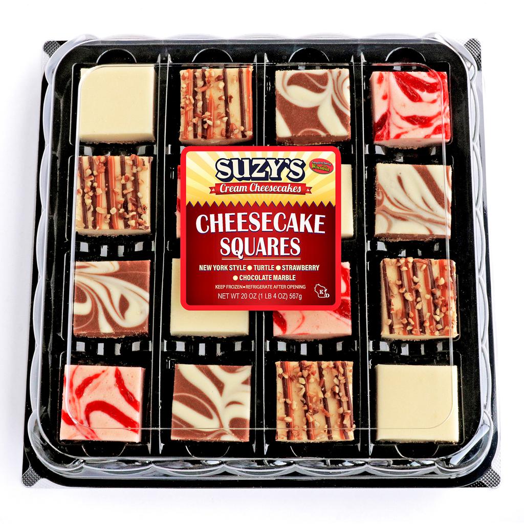 Suzy's Cream Cheesecake Cuadros de Torta de Queso de Sabores Variados 16 Unidades