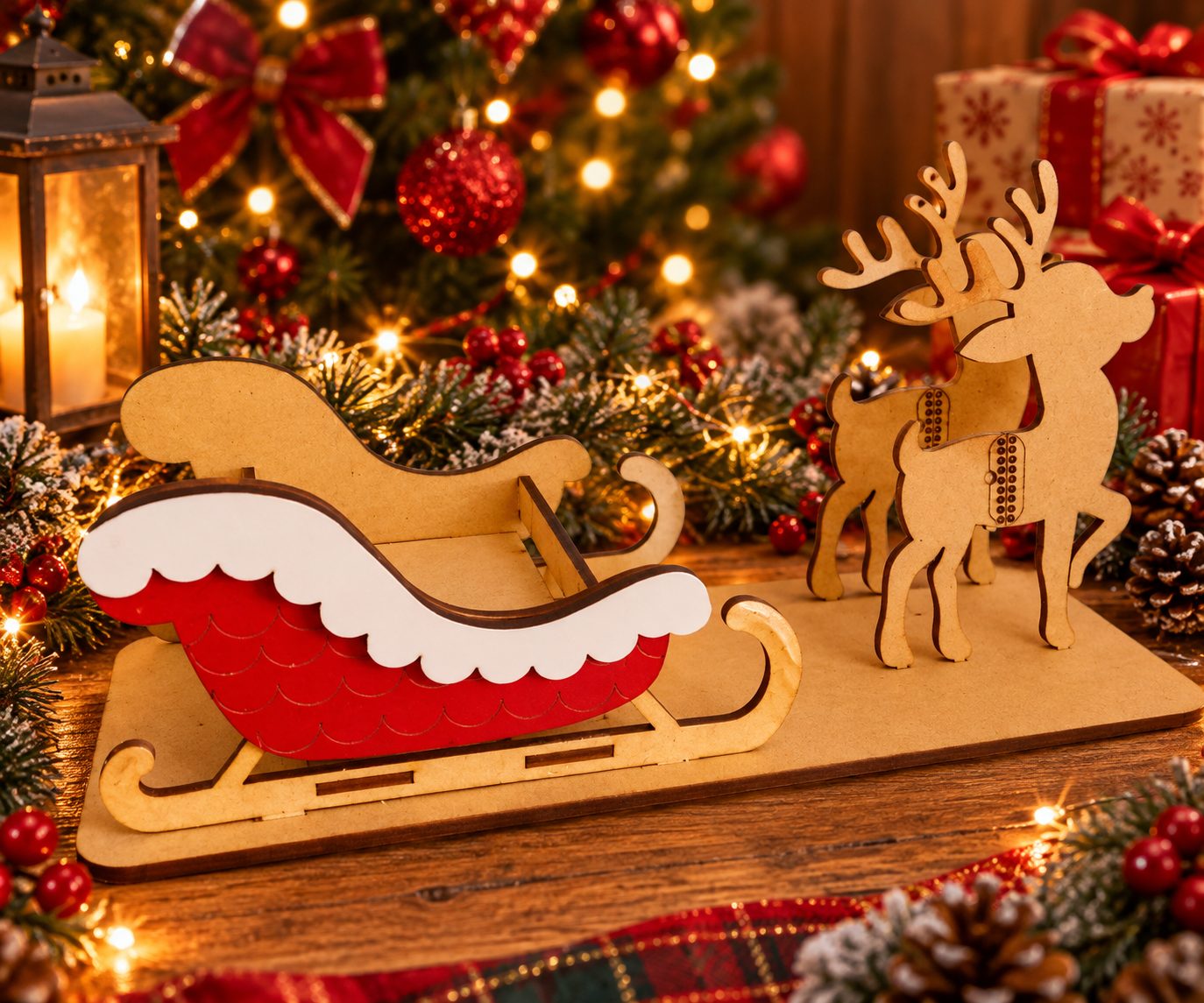 Trenó de natal em mdf 