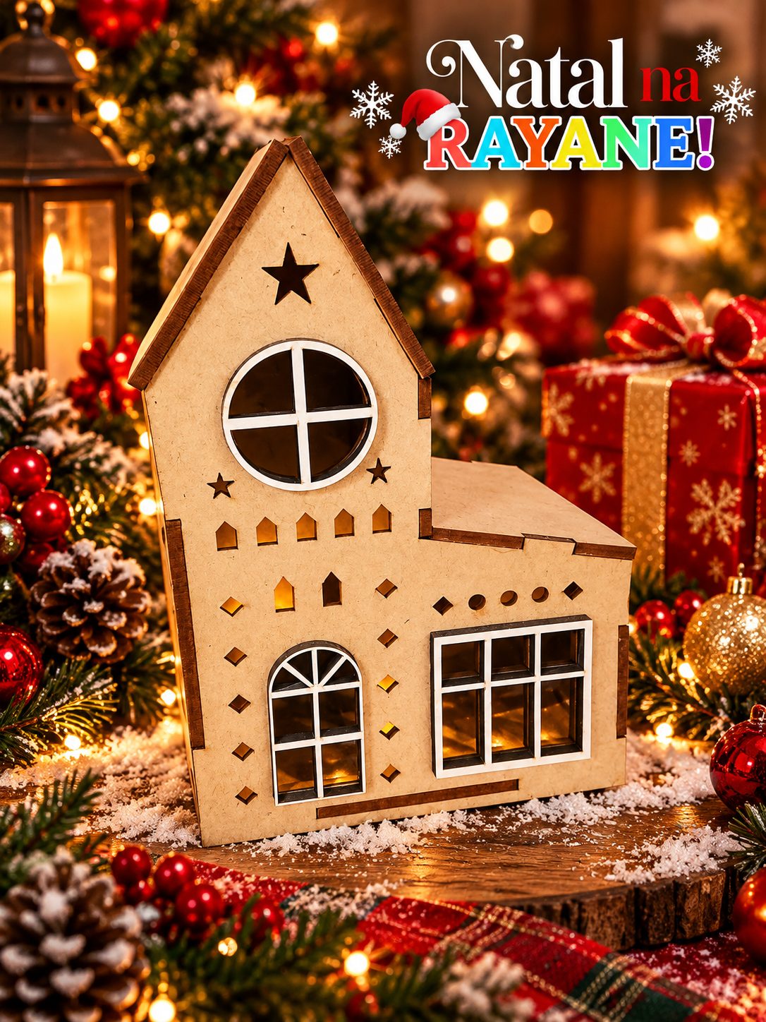 Casinha de natal em mdf cru 