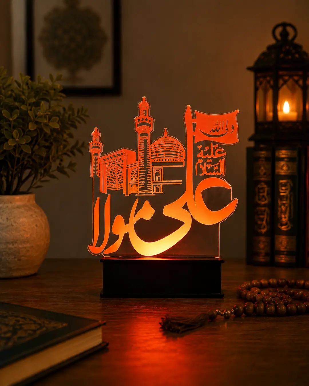 ✨ Ali Mola (AS) LED Acrylic Lamp – Islamic 3D Night Light | Elegant Mosque Design | USB Powered | Home & Gift Decor 2