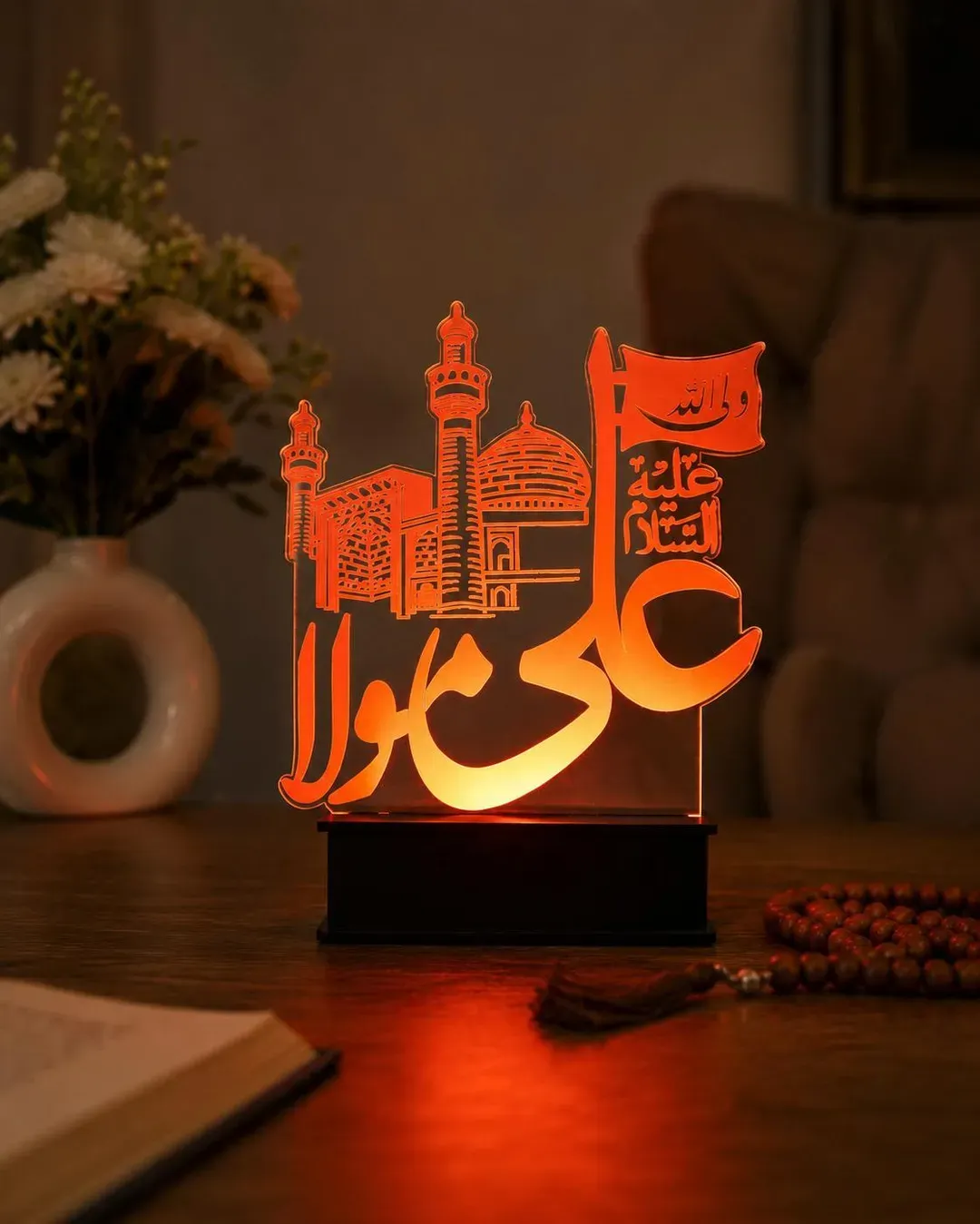 ✨ Ali Mola (AS) LED Acrylic Lamp – Islamic 3D Night Light | Elegant Mosque Design | USB Powered | Home & Gift Decor 3
