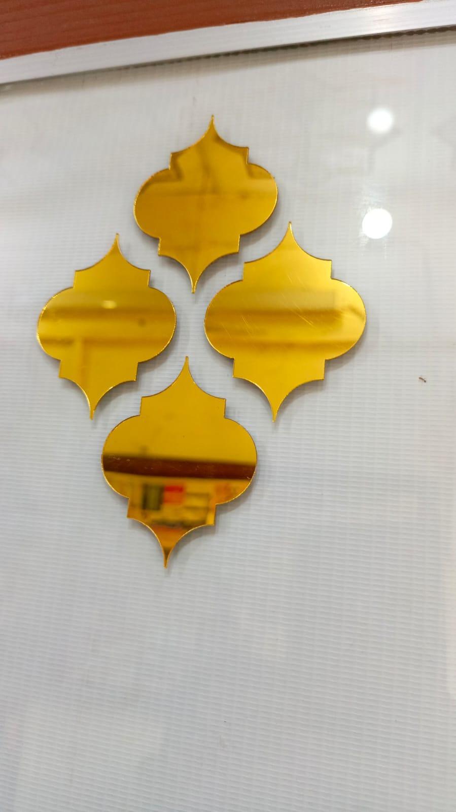 Golden Calligraphy Acrylic Mirrors Set of 4 – Premium Islamic Wall Decor | Modern Home Decoration | Easy to Install 3