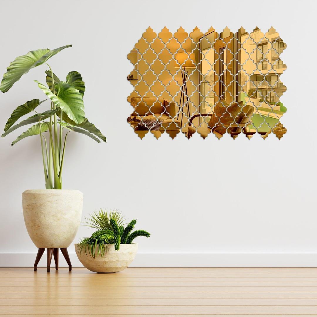 Golden Calligraphy Acrylic Mirrors Set of 4 – Premium Islamic Wall Decor | Modern Home Decoration | Easy to Install 4