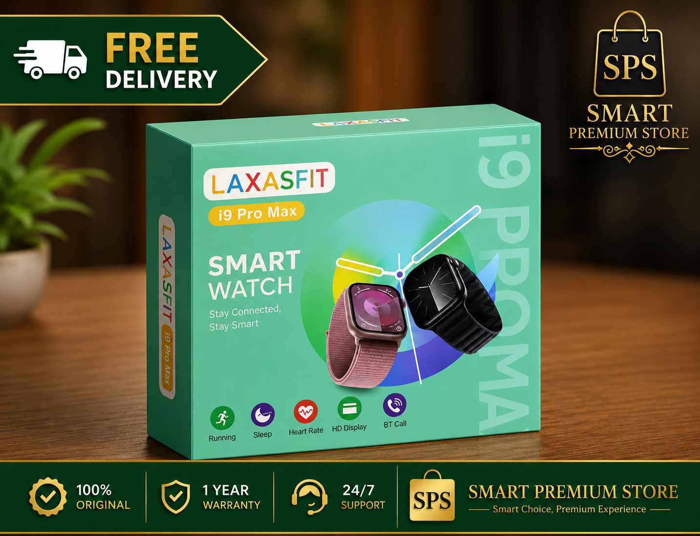 LAXASFIT i9 Pro Max Smartwatch | Premium Mustard Edition - Image 1