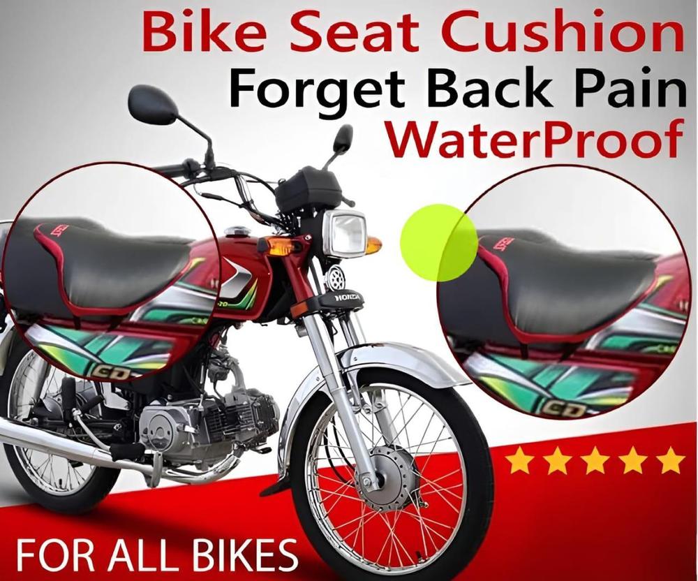 ✨ Premium Leather Bike Seat Cushion – Black & Red | Soft Comfort | Universal Motorcycle Seat Cover | Durable & Stylish 4